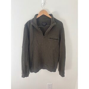 Pendleton Mens Olive Green 100% Cotton Ribbed Quarter Zip Pullover Sweater Large